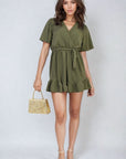 Belted Wrap-Over Frill Playsuit