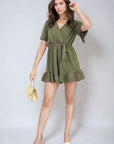 Belted Wrap-Over Frill Playsuit