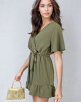 Belted Wrap-Over Frill Playsuit