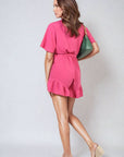 Belted Wrap-Over Frill Playsuit