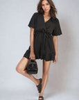Belted Wrap-Over Frill Playsuit