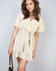 Belted Wrap-Over Frill Playsuit