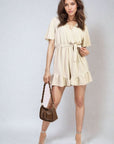 Belted Wrap-Over Frill Playsuit