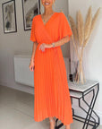 Pleated Wrap Front Maxi Dress - Toi ‘n’ Moi Ltd
