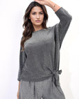 Side Tie Long Sleeve Casual Top - Toi ‘n’ Moi Ltd