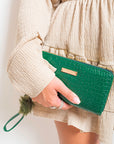 Croc Patterned Zip Around Purse