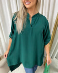 Long Back Roll Up Sleeve Loose Fit Top