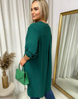 Long Back Roll Up Sleeve Loose Fit Top