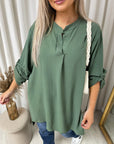 Long Back Roll Up Sleeve Loose Fit Top