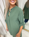 Long Back Roll Up Sleeve Loose Fit Top