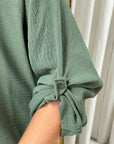 Long Back Roll Up Sleeve Loose Fit Top