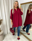 Long Back Roll Up Sleeve Loose Fit Top