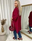 Long Back Roll Up Sleeve Loose Fit Top