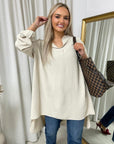 Long Back Roll Up Sleeve Loose Fit Top