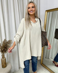Long Back Roll Up Sleeve Loose Fit Top