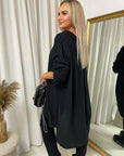 Long Back Roll Up Sleeve Loose Fit Top