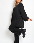 Chunky Knitted Button Up Cardigan Wide Leg Trousers Co-ord Set - Toi ‘n’ Moi Ltd