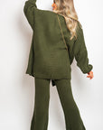 Chunky Knitted Button Up Cardigan Wide Leg Trousers Co-ord Set - Toi ‘n’ Moi Ltd