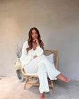 Chunky Knitted Button Up Cardigan Wide Leg Trousers Co-ord Set - Toi ‘n’ Moi Ltd