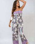 Shirred Strapless Printed Jumpsuit