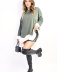Contrast Ruffled Hem Top