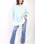 Contrast Ruffled Hem Top