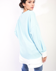 Contrast Ruffled Hem Top