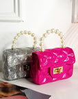 Fold Over bag with Pearl Handle