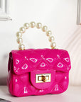Fold Over bag with Pearl Handle