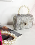 Fold Over bag with Pearl Handle