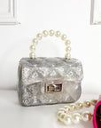 Fold Over bag with Pearl Handle