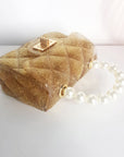 Fold Over bag with Pearl Handle