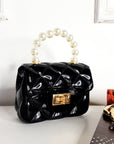 Fold Over bag with Pearl Handle