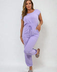 Short Sleeve Cinched Waist Jumpsuit - Toi ‘n’ Moi Ltd