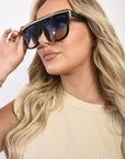 Square Oversized Sunglasses with Gold Stripe