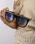 Square Oversized Sunglasses with Gold Stripe