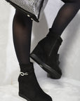 Decorative Strap Wedge Heel Platform Ankle Boots