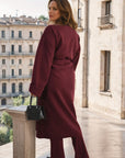 Waist Belt Longline Coat Jacket with Pocket