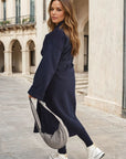 Waist Belt Longline Coat Jacket with Pocket