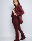 High Waisted Flare Leg Trouser