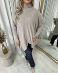 Rhinestone Detail Oversized Knitted Jumper