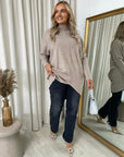 Rhinestone Detail Oversized Knitted Jumper