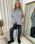 Rhinestone Detail Oversized Knitted Jumper