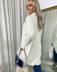 Rhinestone Detail Oversized Knitted Jumper