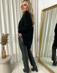 Rhinestone Detail Oversized Knitted Jumper