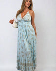 Dazzling Leaf Print Spaghetti Strap Maxi Dress - Toi ‘n’ Moi Ltd