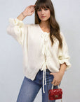 Tie Front Detail Chunky Knit Jumper