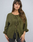 Tie Front Detail Chunky Knit Jumper