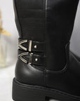 Double Buckle Side Zip Knee High Kids Boots