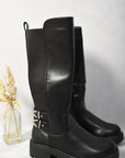 Double Buckle Side Zip Knee High Kids Boots